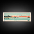 Redfish Lake, Idaho Framed Canvas Print, Panoramic Wall Art, Midcentury Modern Decor, Living Room Art, Pop Art, Travel Poster