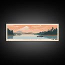Richard B. Russell Lake, Georgia Framed Canvas Print, Panoramic Travel Poster, Midcentury Modern Art, Living Room Decor, Pop Art, Wall Art