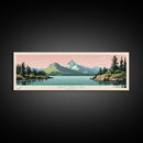 Saint Mary Lake, Montana Framed Canvas Print, Panoramic Travel Poster, Midcentury Modern Art, Bedroom Decor, Pop Art, Wall Art