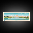 Sandy Lake, Alaska Framed Canvas Print, Panoramic Travel Poster, Midcentury Modern Art, Living Room Decor, Pop Art, Wall Art
