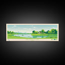Saylorville Lake, Iowa Framed Canvas Print, Panoramic Travel Poster, Midcentury Modern Art, Home Decor, Pop Art, Bedroom Decoration