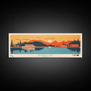 Sechrist Lake, Indiana Framed Canvas Print, Panoramic Travel Poster, Midcentury Modern Art, Living Room Decor, Pop Art, Wall Decoration