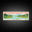Shenango River Lake, Pennsylvania Framed Canvas Print, Panoramic Travel Poster, Midcentury Modern Art, Wall Art, Pop Art, Home Decoration