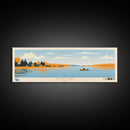 Storm Lake, Iowa Framed Canvas Print, Lake House Decor, Midcentury Modern Art, Pop Art, Travel Poster, Bedroom Wall Art