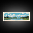 Strawberry Lake, Oregon Framed Canvas Print, Lake House Art, Midcentury Modern Decor, Pop Art, Travel Poster, Living Room Wall Art