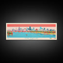 Tempe Town Lake, Arizona Framed Canvas Print, Lake House Art, Midcentury Modern Decor, Pop Art, Travel Poster, Bedroom Wall Art