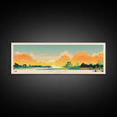 Waconda Lake, Kansas Framed Canvas Print, Panoramic Lake House Decor, Midcentury Modern Art, Pop Art, Travel Poster, Bedroom Wall Art