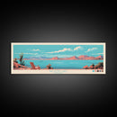 Wilson Lake, Arizona Framed Canvas Print, Panoramic Lake House Art, Midcentury Modern Decor, Pop Art, Travel Poster, Wall Art