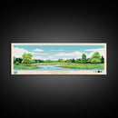 Worden Pond, Rhode Island Framed Canvas Print, Panoramic Lake House Decor, Midcentury Modern Art, Pop Art, Travel Poster
