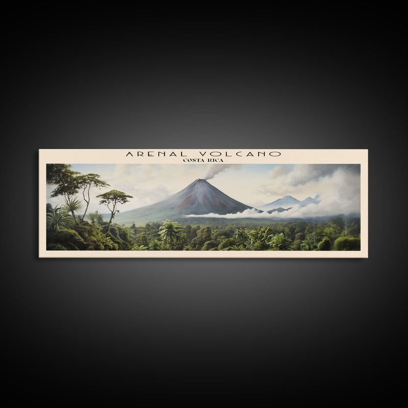 Arenal Volcano Travel Poster Print, Framed Canvas Print, Costa Rica Travel Art, Wood Framed Art, Wall Hanging, Home Decor