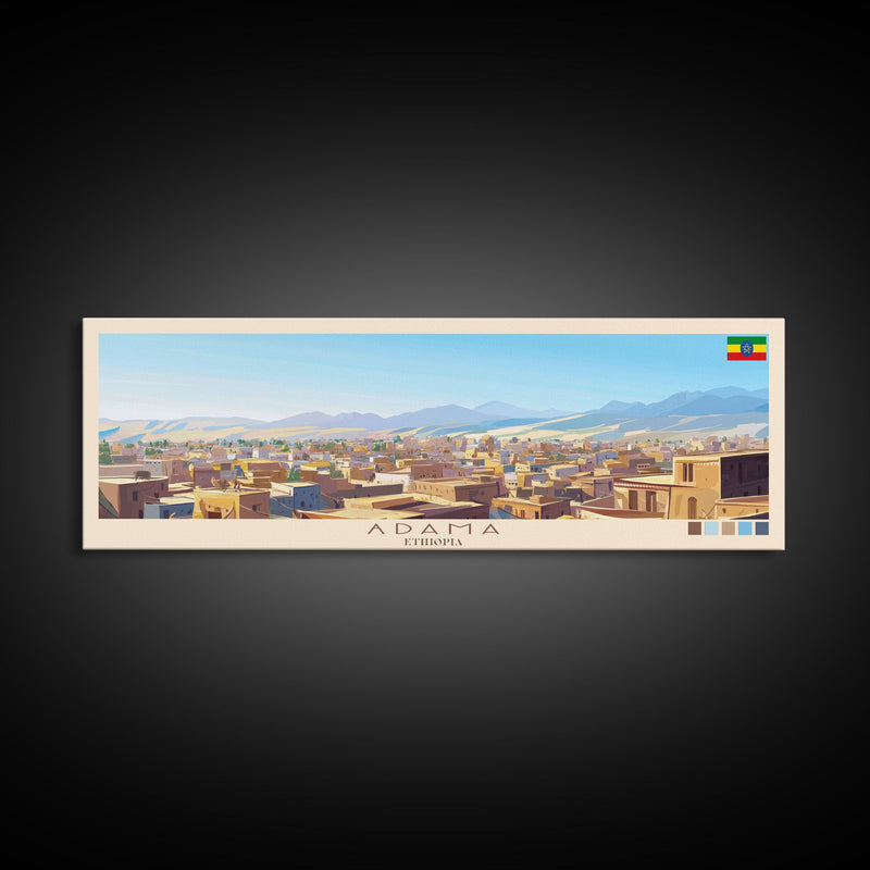 Ad-Dawhah, Qatar Panoramic Travel Poster Canvas Print, Ad-Dawhah, Qatar Painting, Qatar Art, Ad-Dawhah Travel Art, Guest Room Painting