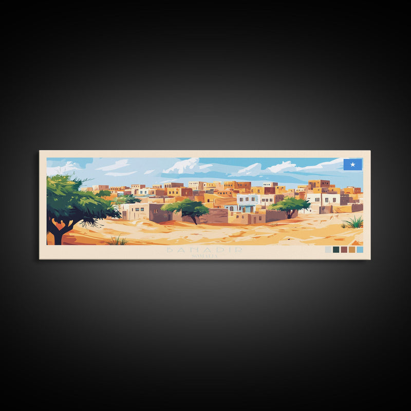 Banadir, Somalia Panoramic Travel Poster Canvas Print, Banadir, Somalia Painting, Somalia Art, Banadir Travel Art, Guest Room Painting