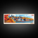 Sherbrooke, Canada Panoramic Travel Poster Canvas Print, Sherbrooke, Canada Painting, Canada Art, Sherbrooke Panoramic Travel Art, Travel Painting