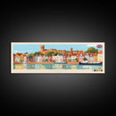 Wells, England Panoramic Travel Poster Canvas Print, Wells, England Painting, England Art, Wells Travel Art, Guest Room Painting