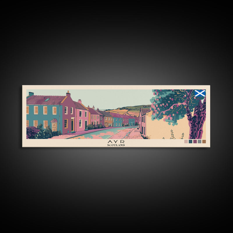 Ayr, Scotland Panoramic Canvas Print, Ayr, Scotland Painting, Scotland Art, Ayr Travel Poster, Travel Art, Guest Room Painting