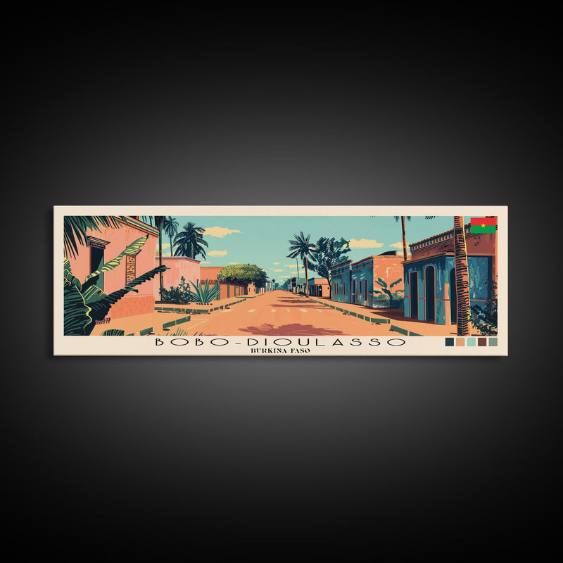 Bobo-Dioulasso, Burkina Faso Panoramic Canvas Print, Bobo-Dioulasso, Burkina Faso Painting, Burkina Faso Art, Bobo-Dioulasso Travel Poster, Travel Art, Guest Room Painting