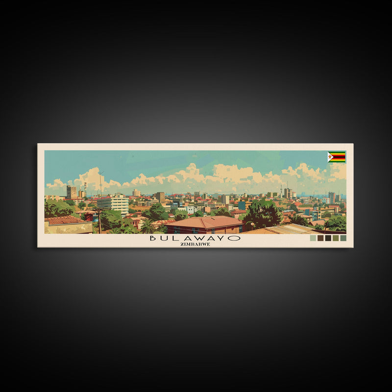 Bulawayo, Zimbabwe Panoramic Canvas Print, Bulawayo, Zimbabwe Painting, Zimbabwe Art, Bulawayo Travel Poster, Travel Art, Housewarming Gift