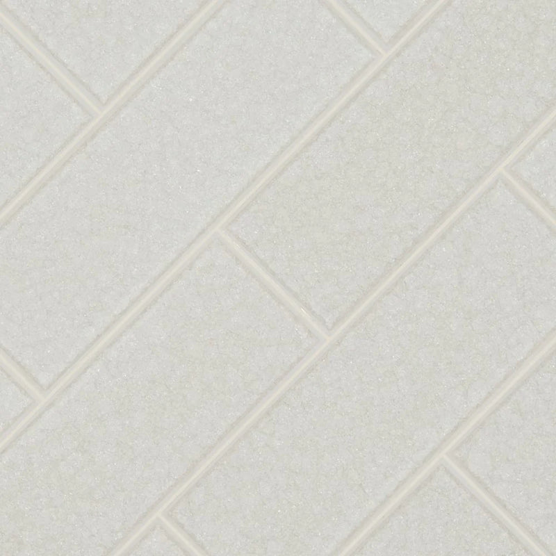 MSI Frosted Icicle White Glass Subway Tile 3"x9"