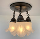 Frosted Antique Hobnail Glass Ceiling LIGHT 1950's