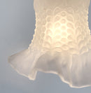 Delicate HOBNAIL RUFFLE 1950's Antique Frosted Glass Pendant