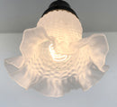Delicate HOBNAIL RUFFLE 1950's Antique Frosted Glass Pendant