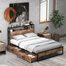 Full/Queen Bed Frame with 2-Tier Storage Headboard and Charging Station by LJGDeals