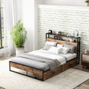 Full/Queen Bed Frame with 2-Tier Storage Headboard and Charging Station by LJGDeals