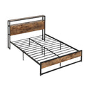Full/Queen Bed Frame with 2-Tier Storage Headboard and Charging Station-Full Size