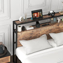 Full/Queen Bed Frame with 2-Tier Storage Headboard and Charging Station-Full Size