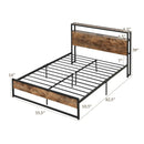 Full/Queen Bed Frame with 2-Tier Storage Headboard and Charging Station by LJGDeals