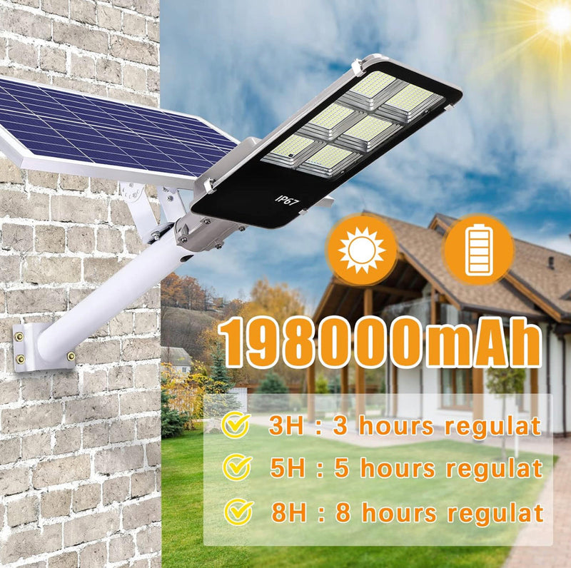 4400W Solar Street Lights Outdoor, Dusk to Dawn Solar Led Outdoor Light with Remote Control, 6500K Daylight White