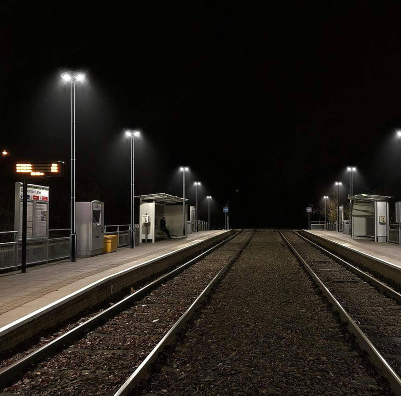 3500W Commercial Solar Round 360° Wide Angle Pole Outdoor Lamp Post Light with 98 inch Pole IP67 Waterproof With Remote