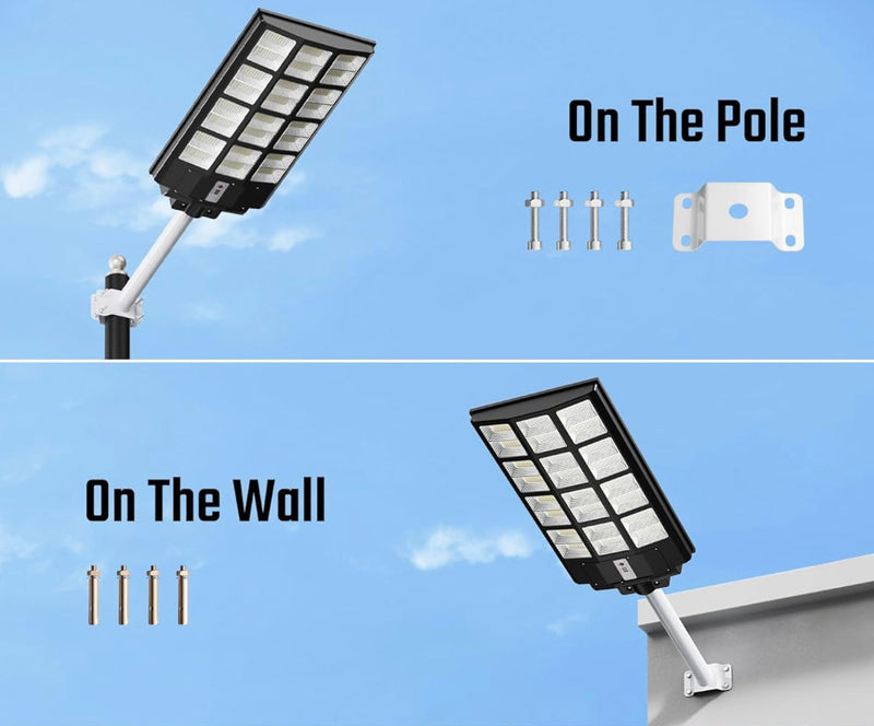 7200W Commercial Solar Street Light , 100000LM Parking Lot Light Dusk to Dawn With Remote