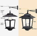 2 Pack SmartYard Solar Wall Hanging Lanterns with Replaceable Bulb, 4 Solar Panels,Anti-Rust