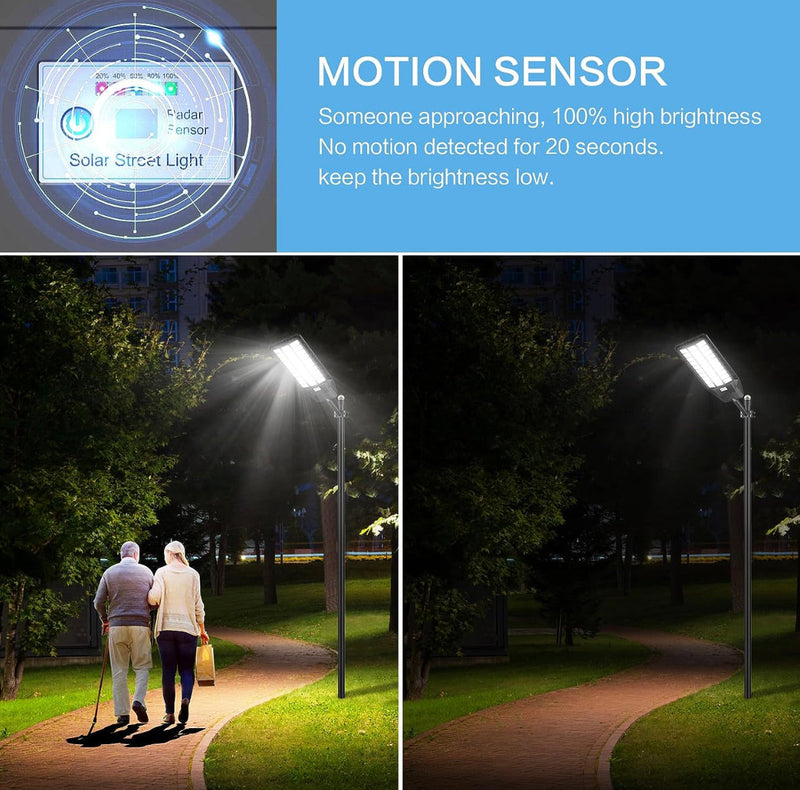 9000W Solar Street Light, 180000 Lumens Dusk to Dawn Street Lights Solar Powered Motion Sensor