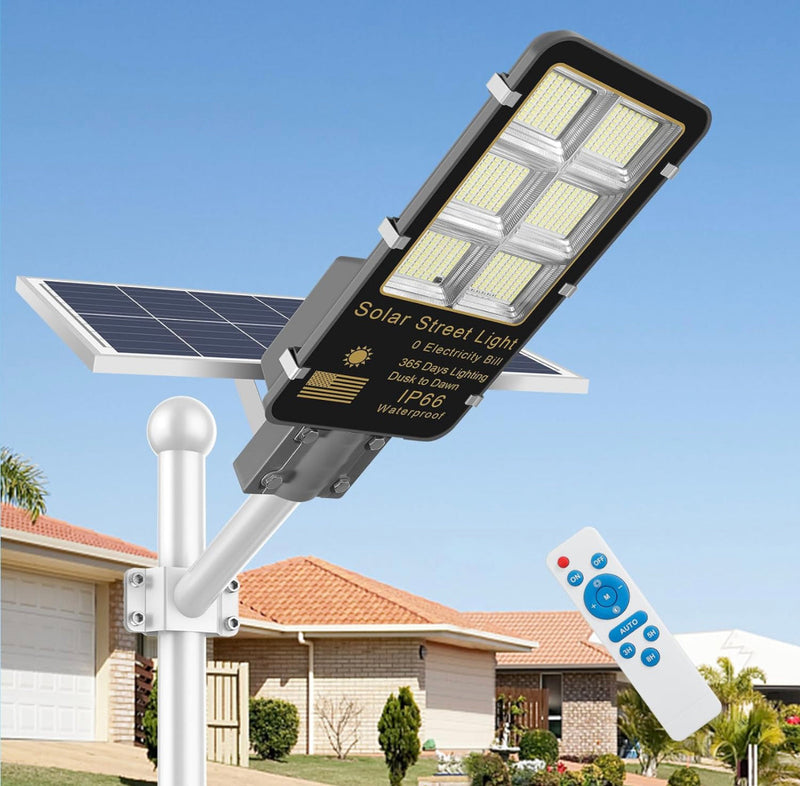 4400W Solar Street Lights Outdoor, Dusk to Dawn Solar Led Outdoor Light with Remote Control, 6500K Daylight White