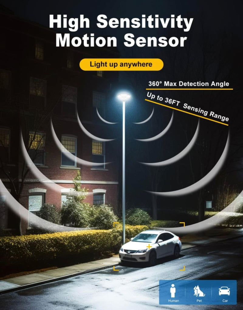 6000W Solar Street Light Outdoor Waterproof -Radar & Motion Sensing, Remote Control with 360° Wide Angle Lighting