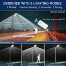 4500W Solar Street Light Outdoor, 250000LM 6500K with Mobile App Remote Control Dusk to Dawn LED Motion Sensor