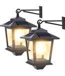 2 Pack SmartYard Solar Aluminum Wall Hanging Lanterns with Replaceable Bulb, 4 Solar Panels,Anti-Rust