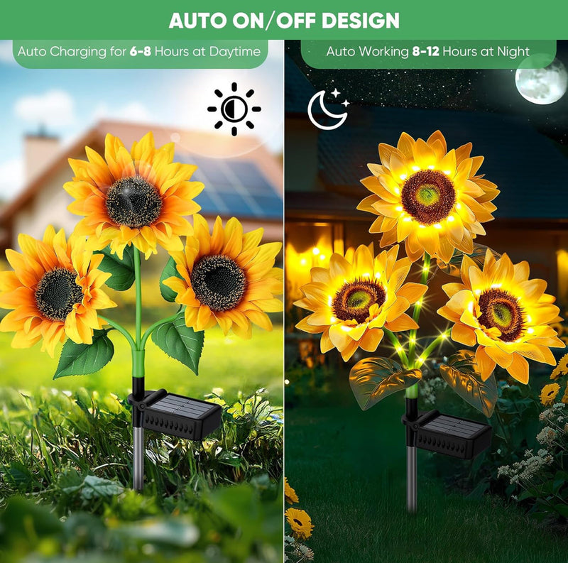 Solar Sunflower Lights 3 Pack with 9 Sunflower Lights