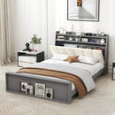 Full Size Bed Frame with Storage Modern Platform Bed with Headboard-Full Size by LJGDeals