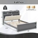 Full Size Bed Frame with Storage Modern Platform Bed with Headboard-Full Size by LJGDeals