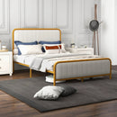 Upholstered Gold Platform Bed Frame with Velvet Headboard by LJGDeals