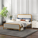 Upholstered Gold Platform Bed Frame with Velvet Headboard by LJGDeals