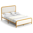 Upholstered Gold Platform Bed Frame with Velvet Headboard by LJGDeals