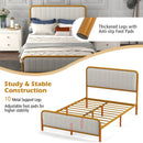 Upholstered Gold Platform Bed Frame with Velvet Headboard by LJGDeals