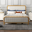 Upholstered Gold Platform Bed Frame with Velvet Headboard by LJGDeals