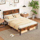 Twin/Full/Queen/King Metal Bed Frame with Wooden Headboard and Footboard-Full Size by LJGDeals