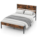 Twin/Full/Queen/King Metal Bed Frame with Wooden Headboard and Footboard-Full Size by LJGDeals