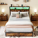 Full/Queen Size LED Bed Frame with Charging Station and 4 Storage Drawers by LJGDeals